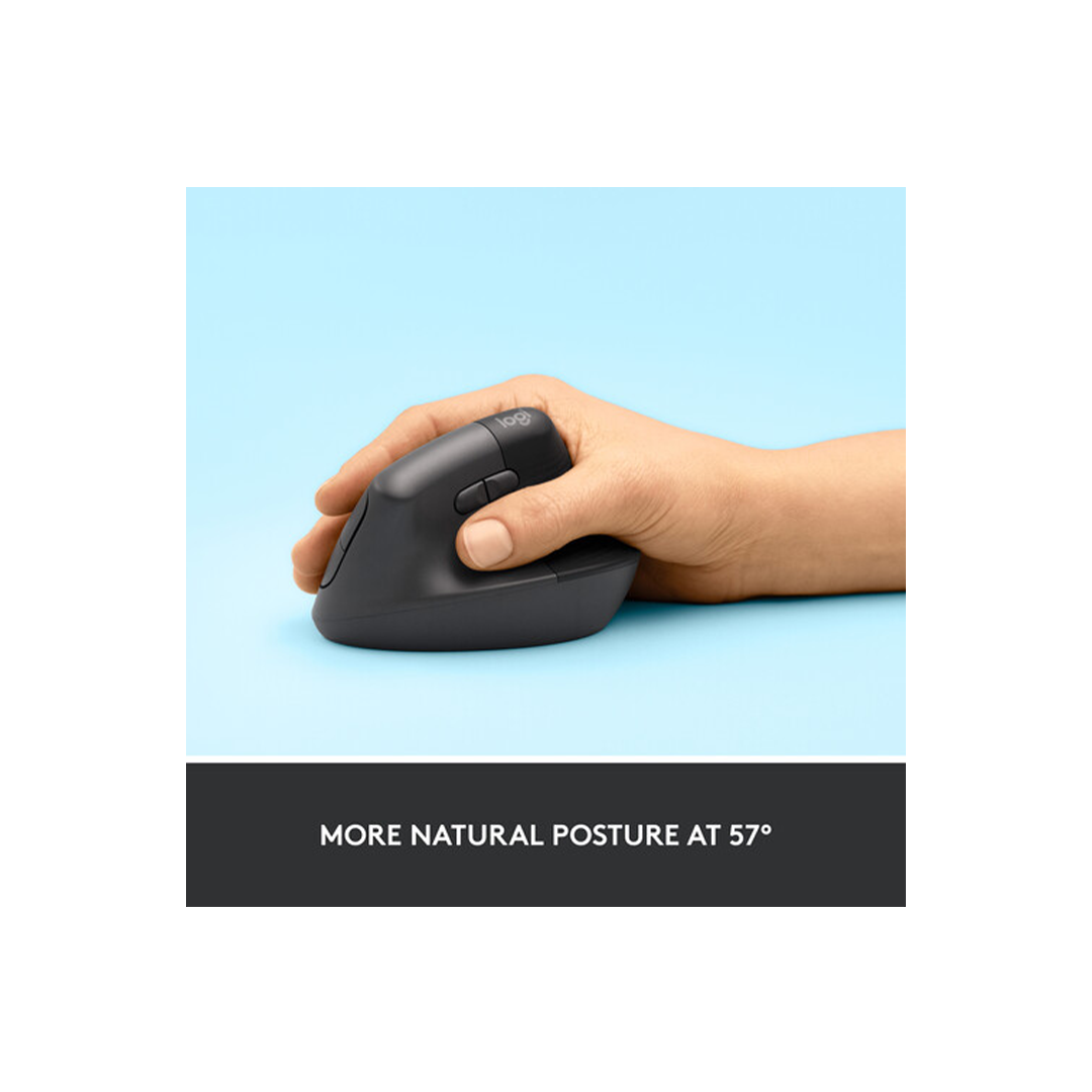 Logitech Lift Vertical Ergonomic Wireless Mouse - Graphite in Qatar Logitech Lift Vertical Ergonomic Wireless Mouse - Graphite in Qatar